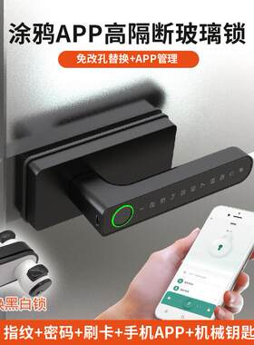 熊猫黑白锁免改孔装智能锁替换单开玻璃门电子磁卡锁高隔断指纹锁