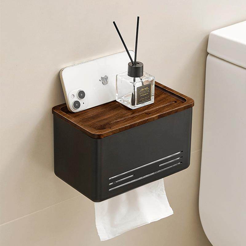 胡桃木纸巾架卫生间厕所洗手间厕纸盒免打孔放擦手纸抽纸置物架子