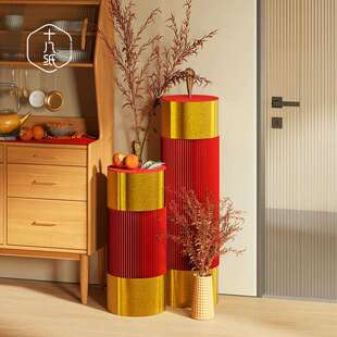 十八纸展架置物架陈列装饰展台圆柱2024新年春节节庆展示展会装置