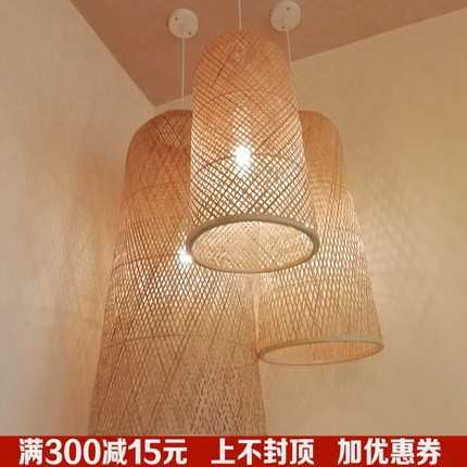 中式手工竹编竹艺竹篾灯笼 民宿客栈楼梯间大堂吊灯 火锅店咖啡厅