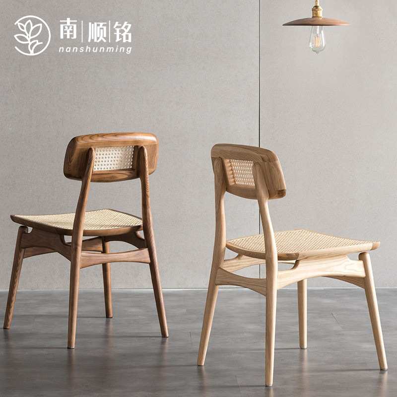 中古复古餐椅背椅藤椅民宿北欧椅子设计靠背椅夏季靠背藤编实木日