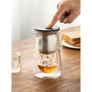 适放小鸟壶磁吸双层玻璃飘逸杯茶具按压式茶杯泡茶壶茶水分离