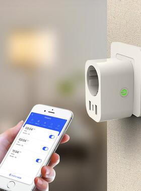 联多欧式德标声控PD快速充电type-C不带线智能插座家用远程wifi