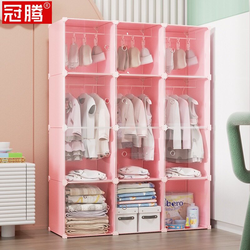 儿童衣柜家用2021新款房间收纳柜婴儿平开门衣服简单组装宝宝衣橱