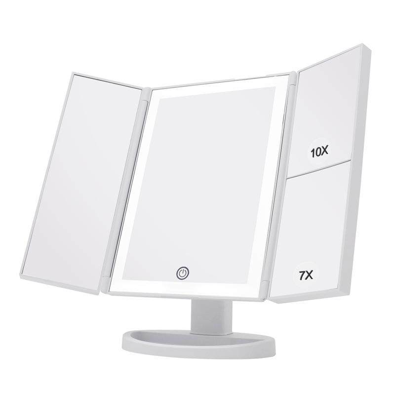 7倍10倍三折LED化妆镜灯条美妆发光镜高品质商超灯镜