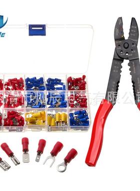 280pcs盒装冷压端子连接器铜端子防水接线端子+多功能剥线钳子