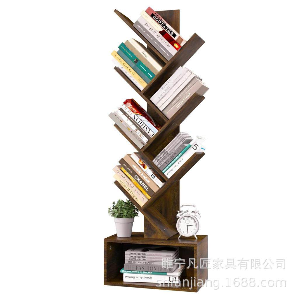 树形书架外贸书架储物架杂物架架子收纳架书袋落地多层书架