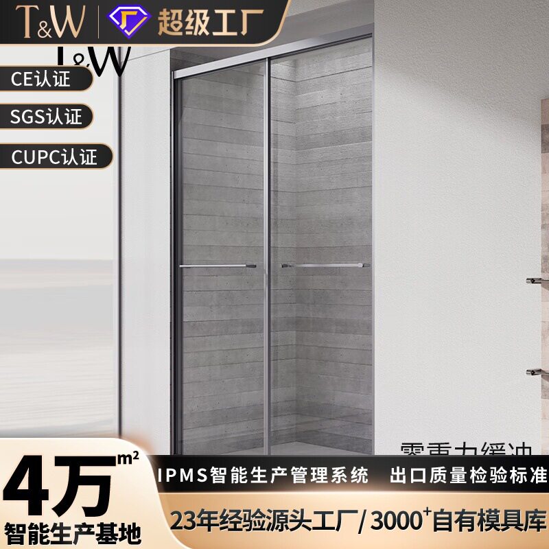 淋浴房移门式家用卫生间一字形隔断间洗澡间玻璃门源头厂家批发