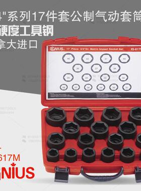 天赋GENIUS进口工具3/4系列17件套公制六角气动套筒组IS-617M