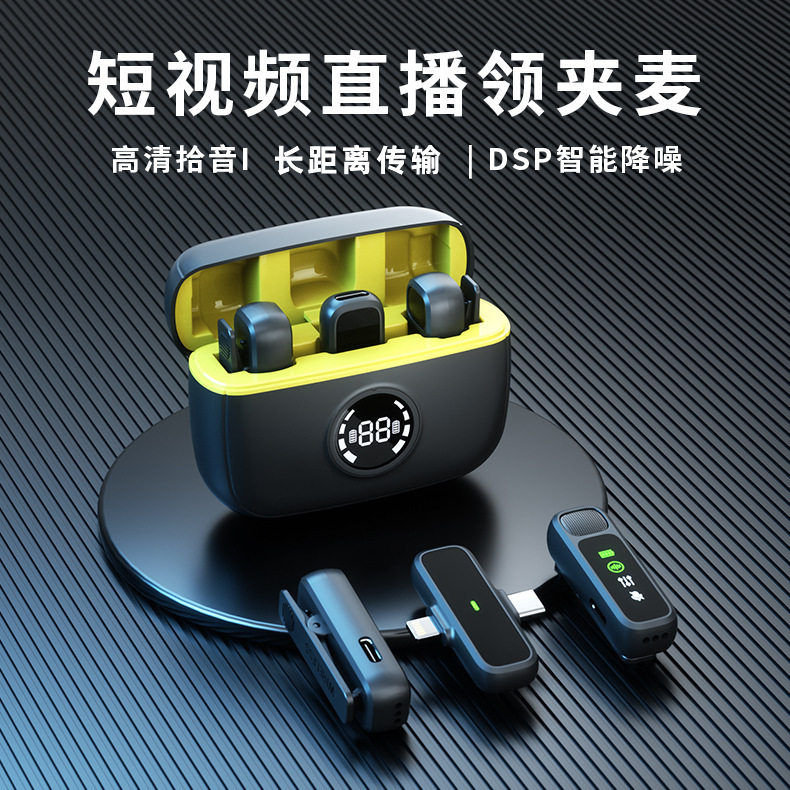 新品私模K30一拖二带数显平果安卓通用无线领夹麦克风直播领夹麦