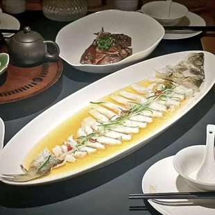 鱼盘仿瓷酒店长江白鱼盘子鲥鱼商用白条餐具特色大号蒸鱼长方托盘