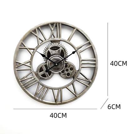 蒸汽朋克客厅静音铁艺北欧装饰挂钟齿轮墙钟wallclock静音设计