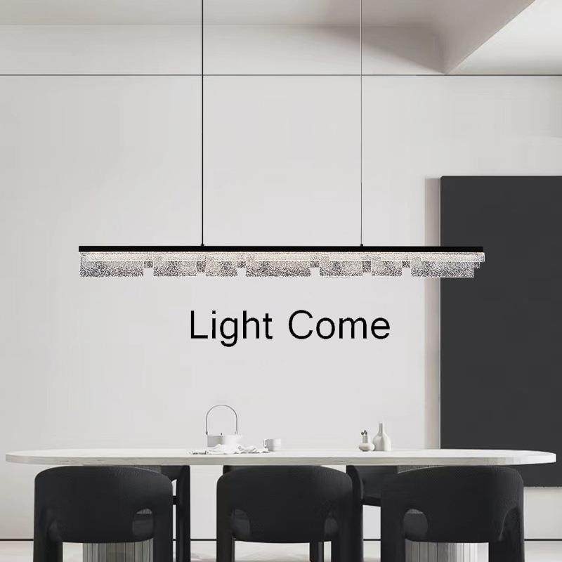 意式极简餐厅吊灯设计师现代轻奢全光谱led高端树脂吧台餐桌长条