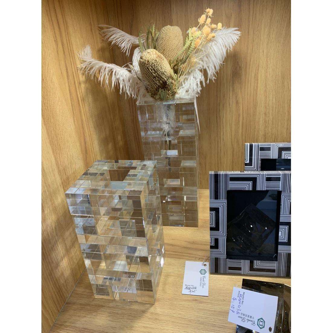 金色电镀水晶花瓶艺术摆件花器烛台家居饰品客厅轻奢白水晶