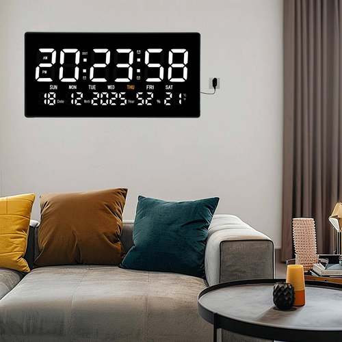 LED灯万年历电子钟办公室智能大屏数码挂钟多功能桌面夜光时钟