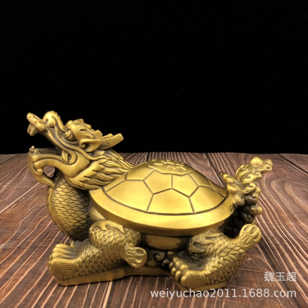 纯铜龟摆件家居龙龟金龟大号聚宝盆龙龟铜金钱龟龙头龟办公室摆件