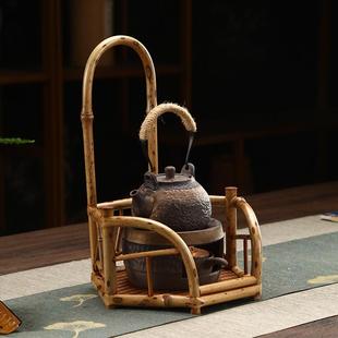 天然竹子竹编凉炉架茶架壶架围炉煮茶架子紫竹竹制置物架茶道配件