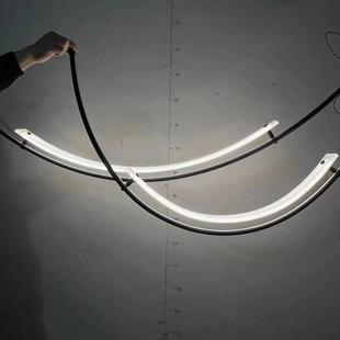 饰灯具A 客厅吧台样板间装 现代简约线条餐厅吊灯2022设计师款 个性