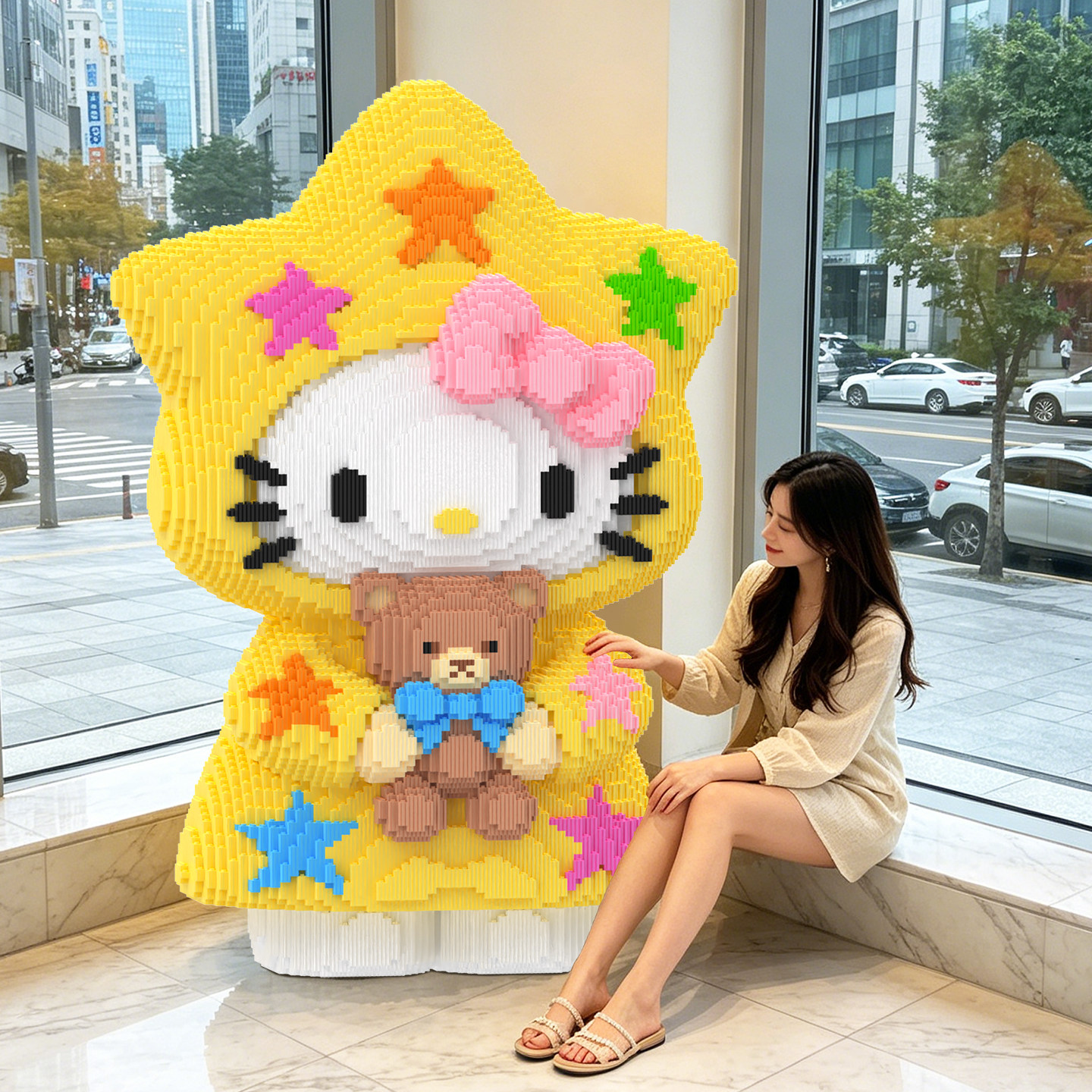巨大78cm星星Kitty猫拼装积木图片