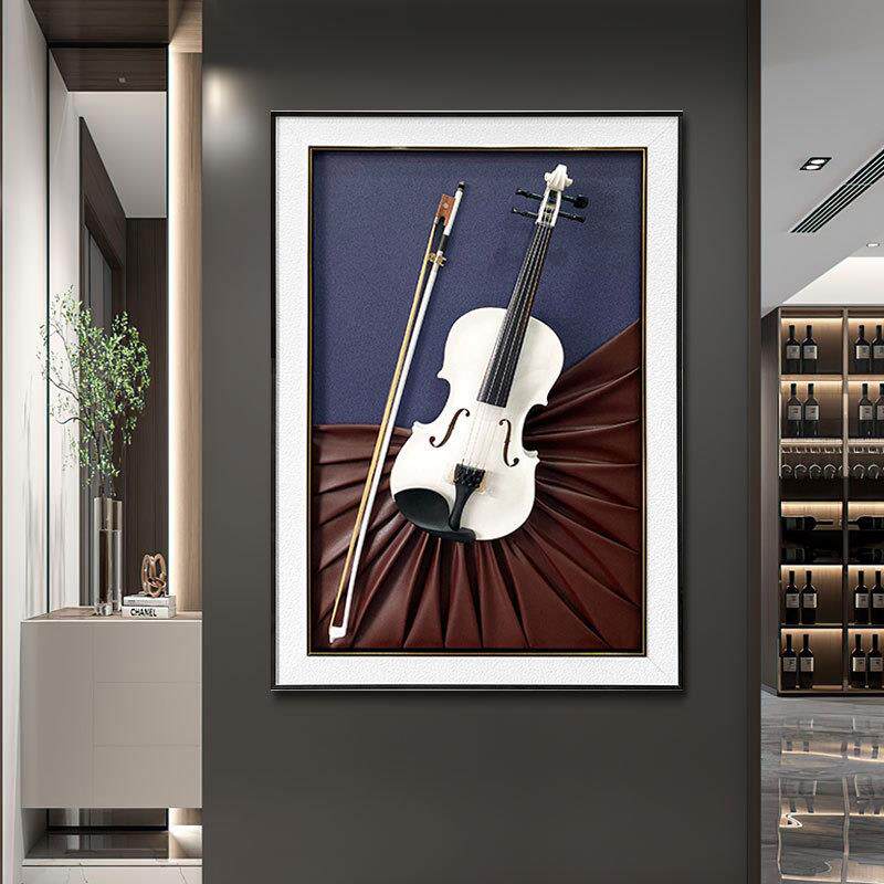 提琴装饰画立体挂画餐厅卧室音乐小提琴艺术画玄关过道客厅装饰画