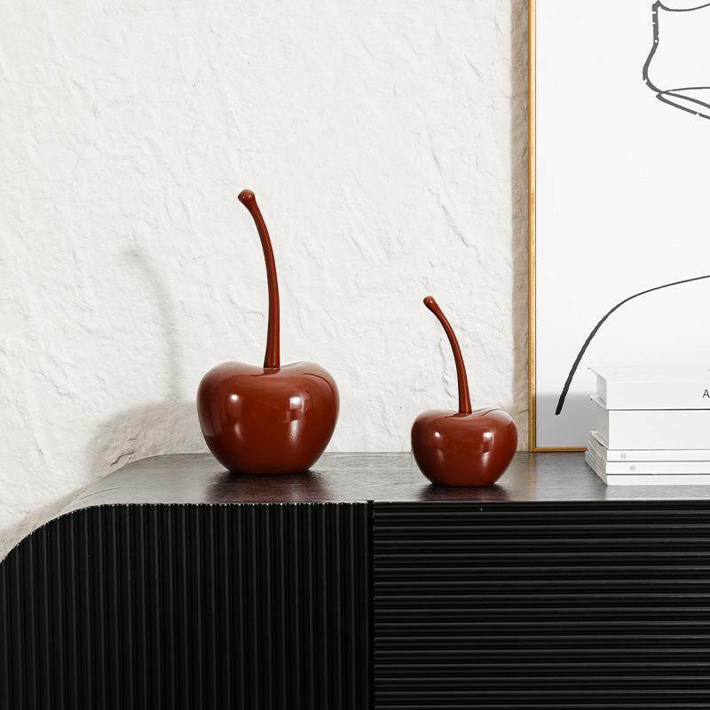 创意家居用品红色樱桃样板间电视柜酒柜树脂工艺品装饰摆件高级感