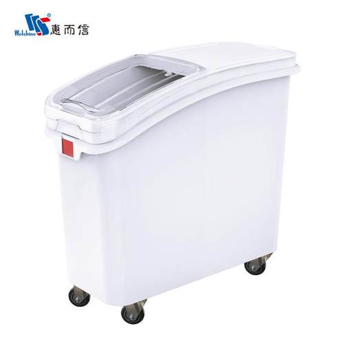 惠而信102L商用塑料米桶透明盖大号原料箱面粉桶带轮子五谷杂粮箱