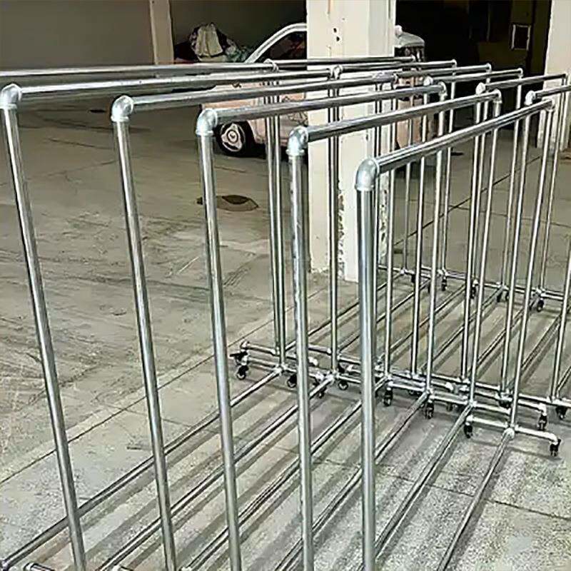 钢管晾衣架家用落地阳台挂衣架晒被子晒衣服架晾衣杆镀锌单杆水管