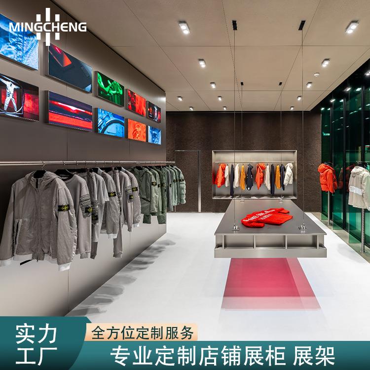 创意特色服装店衣服展示架稳固不锈钢挂衣架吊顶服装展示道具柜台
