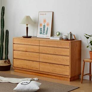 北美樱桃木全实木八斗柜简约现代抽屉柜胡桃木客厅边柜储物柜家具