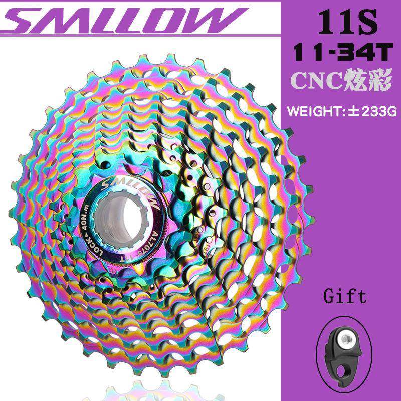 山地车自行车公路车11速11-28T/34T七彩CNC镂空卡式飞轮后变速轮