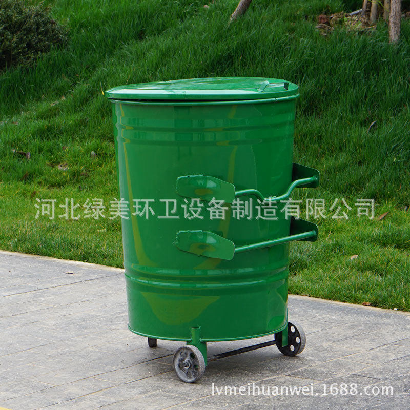 户外圆形垃圾桶240l垃圾桶圆铁皮垃圾桶