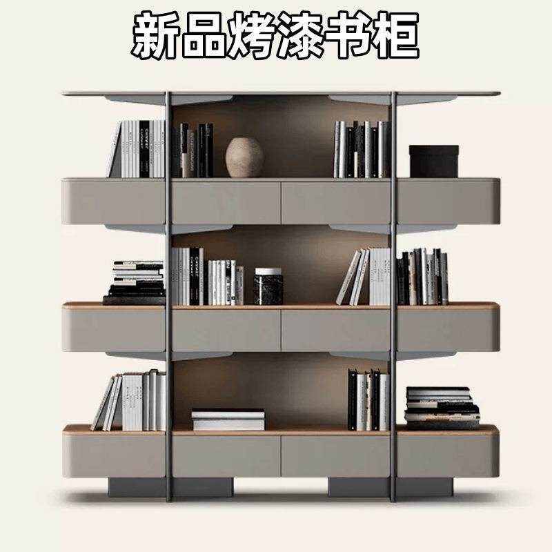 新品烤漆书架书柜置物架意式顶天立地多层收纳架落地隔断展示架