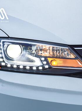 新速腾大灯总成改装高配高亮LED泪眼氙气大灯光是带北美原味GLI款