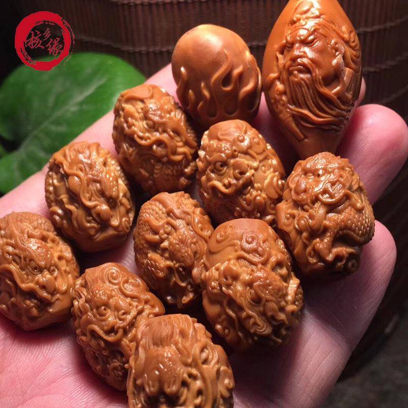橄榄核雕刻霸气龙关公1.7x2.2cm包邮量大价优现货直销