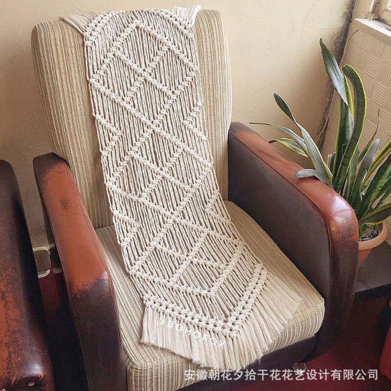 北欧新款手工菱形提花桌旗桌毯茶几餐桌桌布轻奢高端名宿