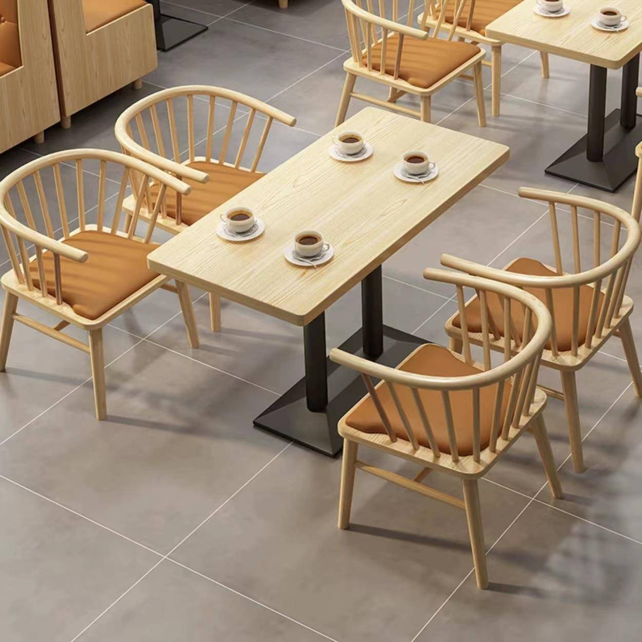 简约面馆小吃店实木桌椅组合汉堡卡座沙发奶茶食堂快餐火锅饭店