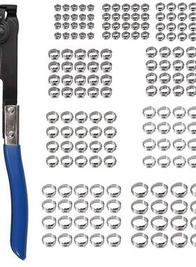 180PCS盒装不锈钢卡箍5.8-21单耳软管夹美式喉箍带抱箍钳子