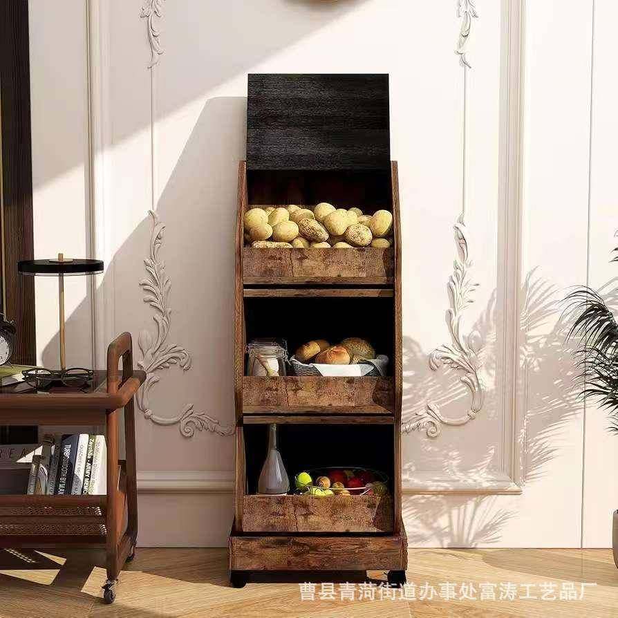 木制土豆收纳架厨房蔬菜水果多层置物架带轮滑木质蔬菜架,农用物资,其他肥料,淘宝优惠券,粉丝福利购,淘宝优惠卷