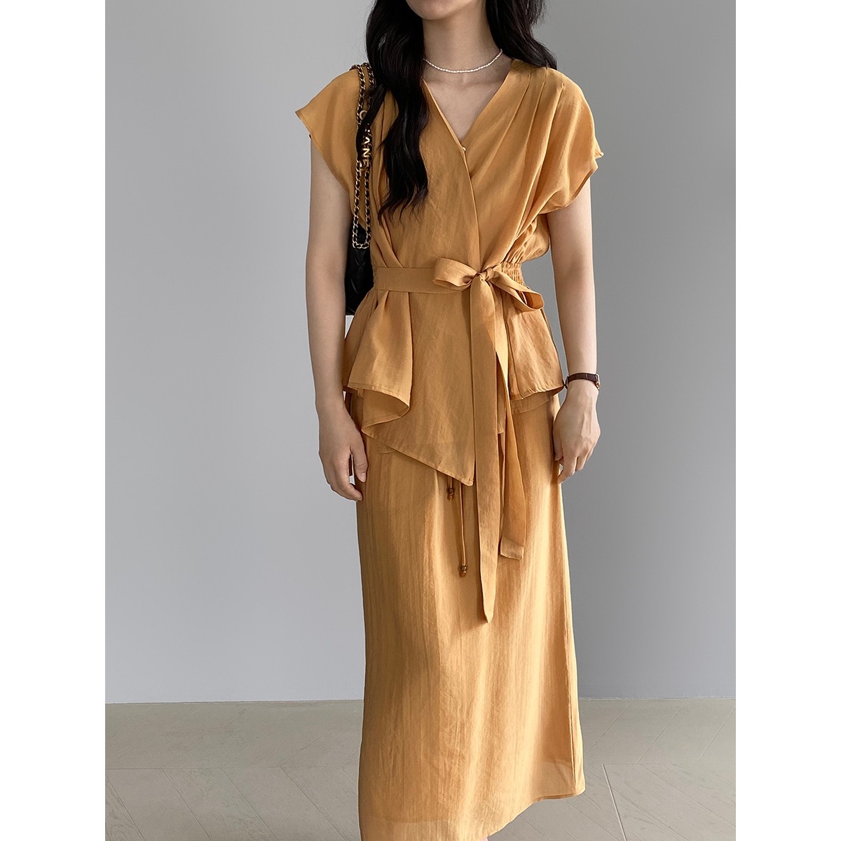 江左 法式气质麻料套装圆领无袖收腰绑带上衣+高腰A字半身裙 8705,女装/女士精品,大码套装,淘宝优惠券,粉丝福利购,淘宝优惠卷