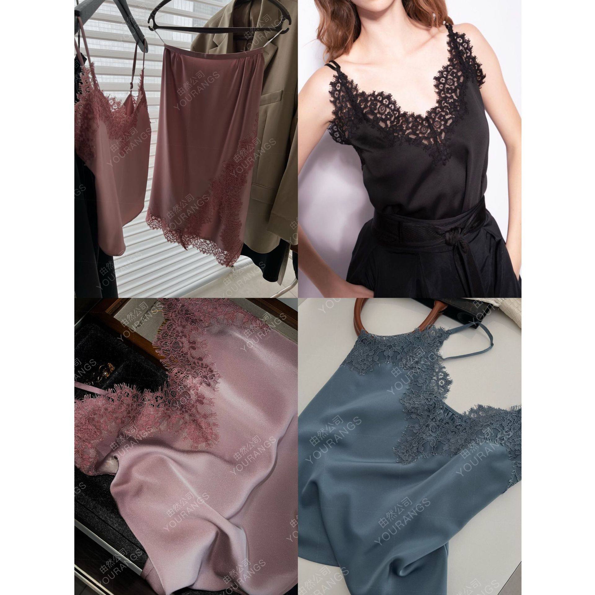 【亏清90/95】PK缎面睫毛蕾丝拼接吊带背心半裙套装,女装/女士精品,真丝上装,淘宝优惠券,粉丝福利购,淘宝优惠卷