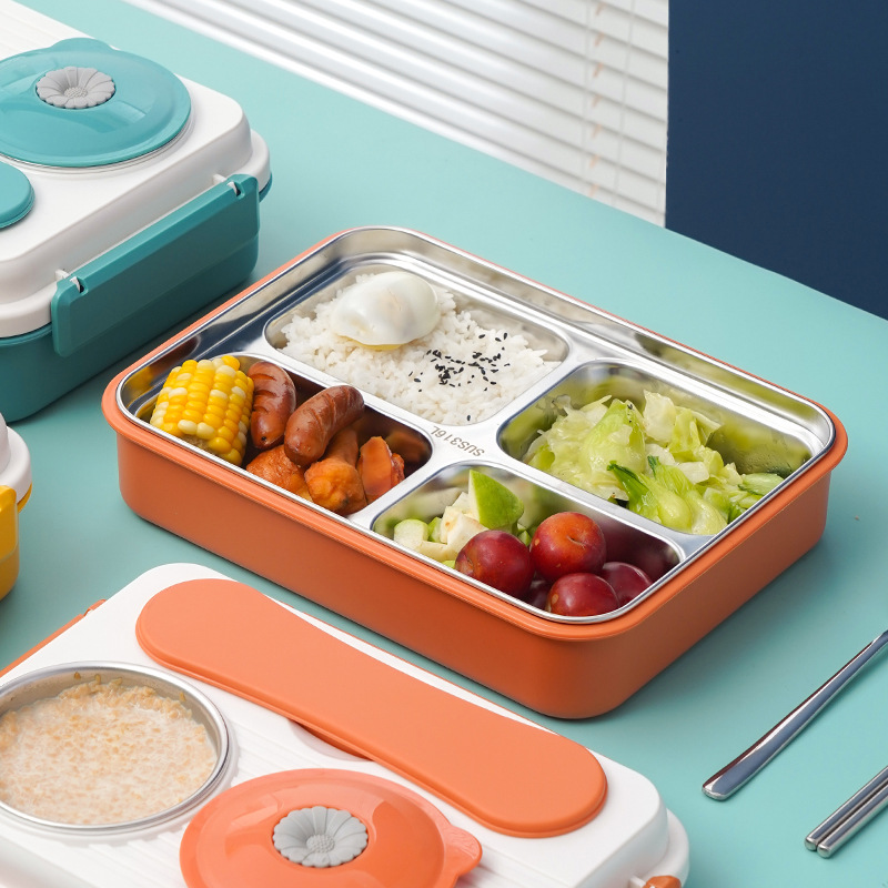 316不锈钢饭盒 上班族小学生旅行专用便当盒便携分格餐盘餐盒批发