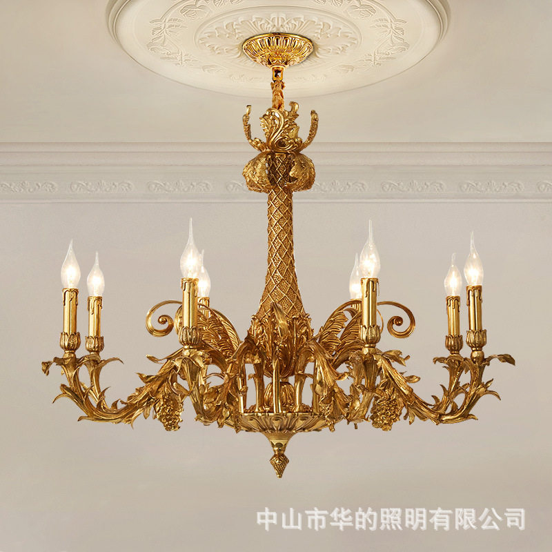 法式全铜吊灯客厅餐厅大气玄关奢华欧式卧室别墅复古灯具