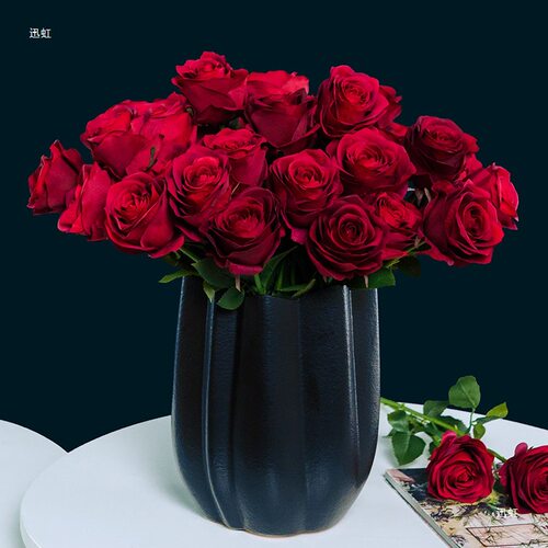 手感红色玫瑰花花假花摆设摆件花客厅花艺绢花束装饰花卉