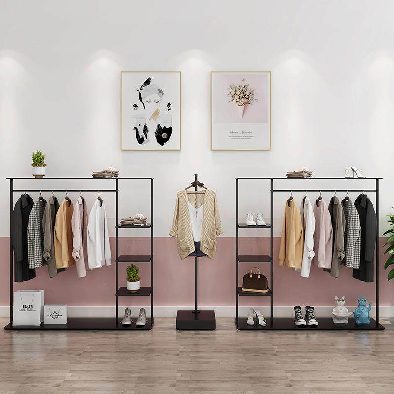 服装店展示架落地式金色男女装店挂衣服架货架高柜陈列架中岛台架