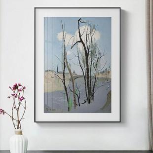 吴冠中江南水乡装饰画新中式中古风挂画书房玄关卧室风景版画茶室
