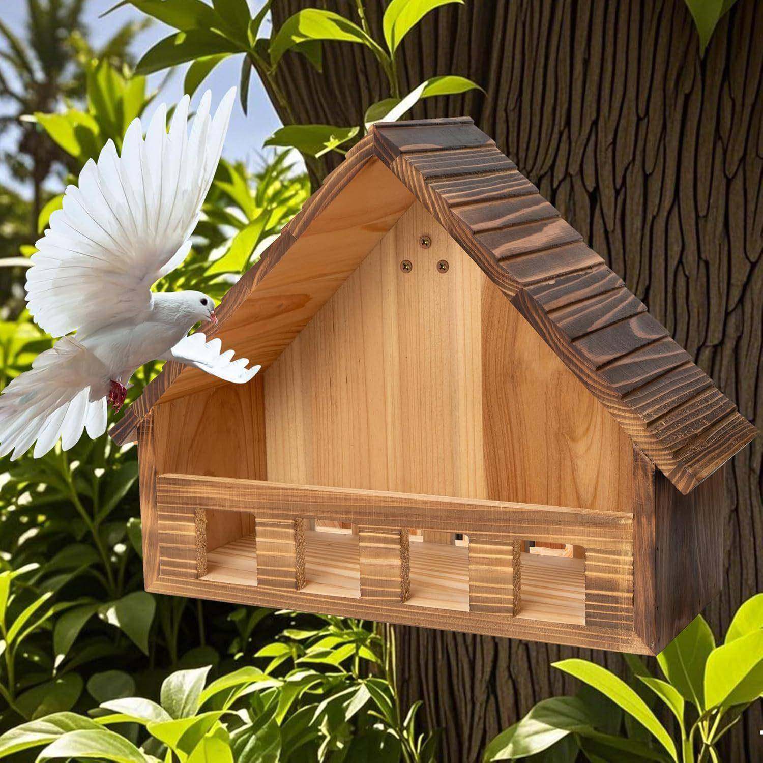 木质鸽子窝户外鸟房子庭院装饰实木小型鸟窝木屋悬挂式繁殖箱