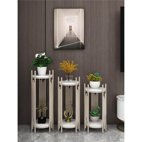 奶油风花架落地现代简约电视柜旁置物架客厅阳台花架子铁艺花盆架