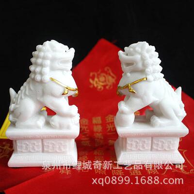 砂岩石雕狮子麒麒摆件工艺品生产一对墓园墓地工艺品摆件手工