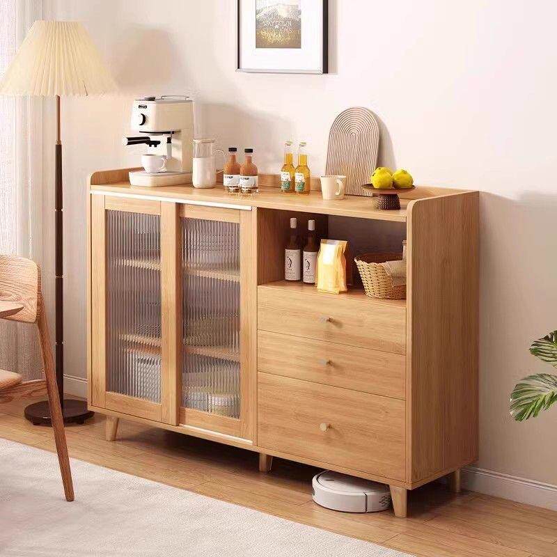 日式餐边柜靠墙一体实木色客厅茶水柜厨房置物斗柜收纳柜子储物柜