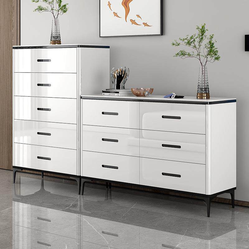 轻奢斗柜卧室收纳柜现代简约白色抽屉式五六斗组合客厅烤漆储物柜